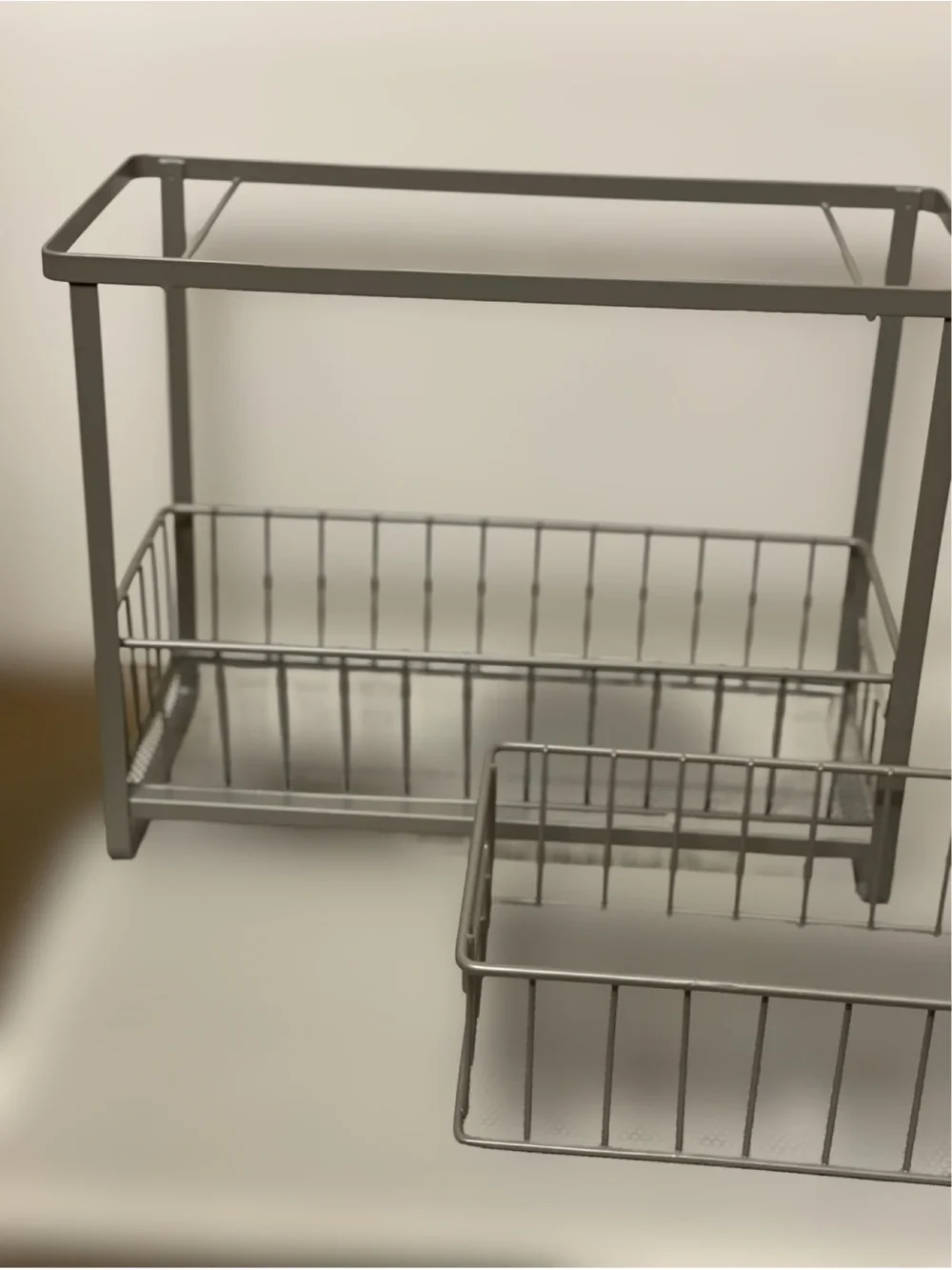 Brightroom Two-Tier Metal Storage Basket Shelf in Gray - Maximize Storage Space